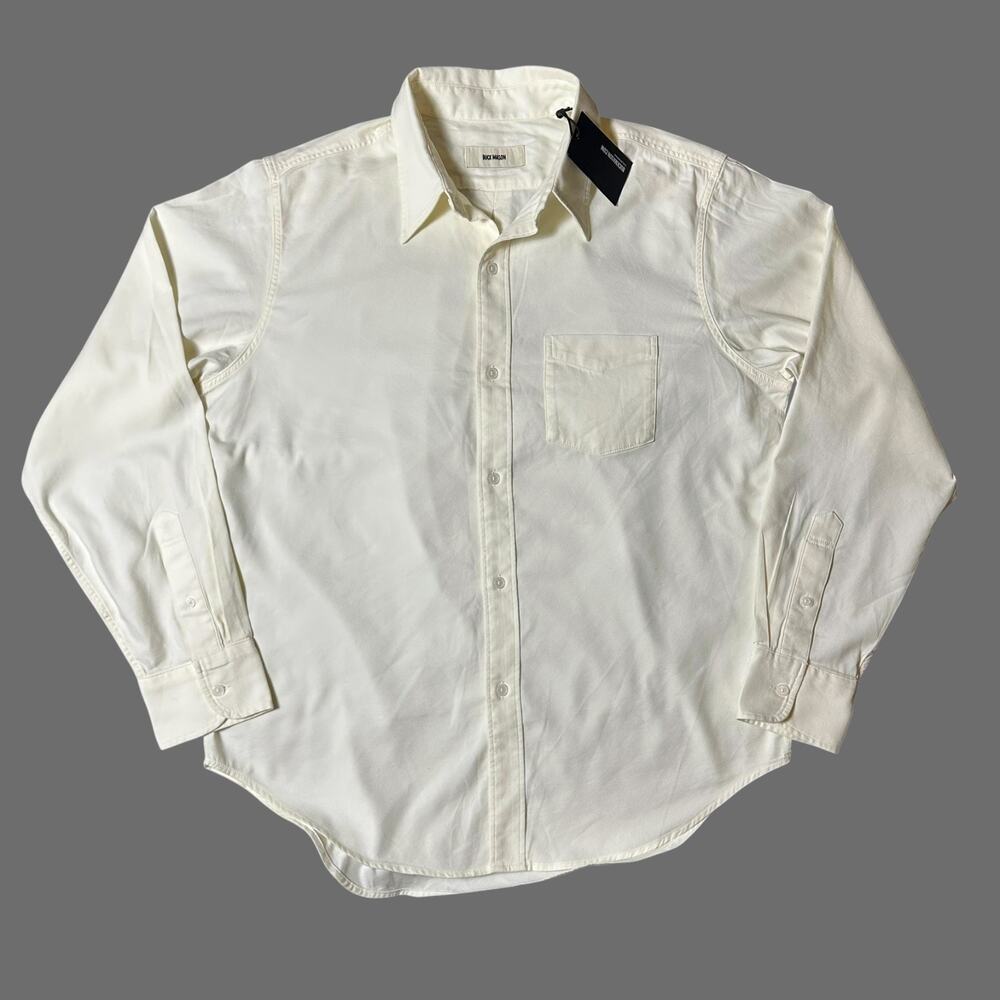 Buck Mason Draped Twill One Pocket Shirt Mens Size L Natural Button Up LS NWT